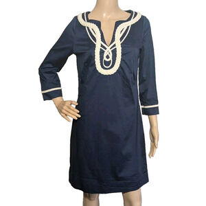 Vineyard Vines Nautical Rope Appliqué Tunic Dress Navy Blue Size 4